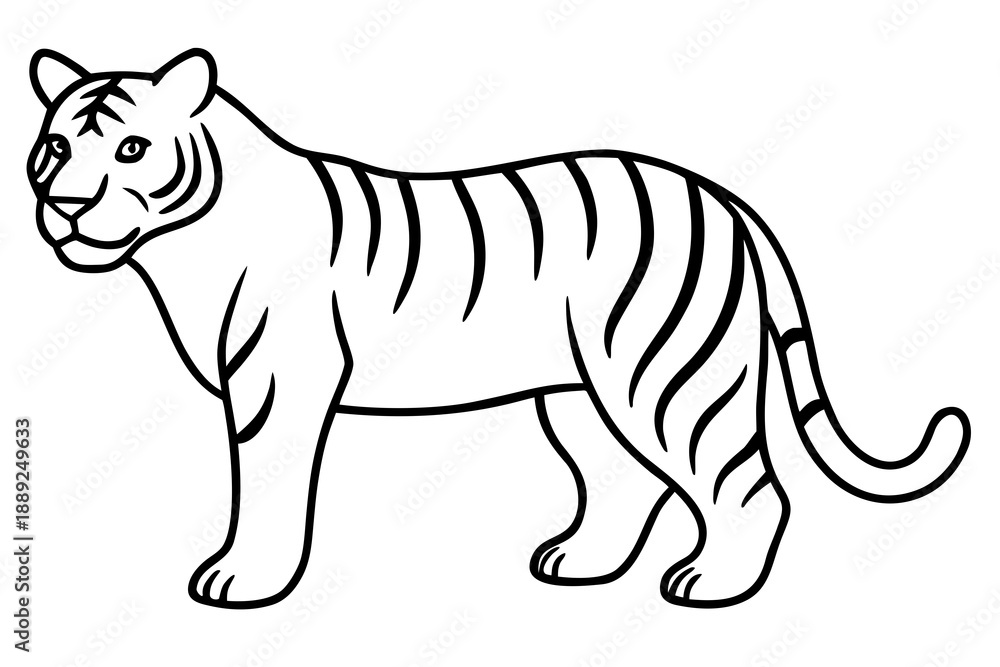 Fototapeta premium tiger line art white background illustration