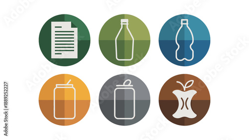 A collection of icons representing recyclable items.