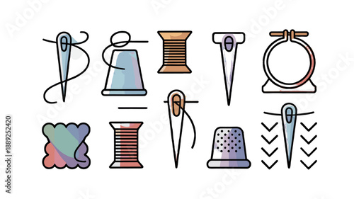 A collection of sewing tools and equipment, essential for crafting and textile work.