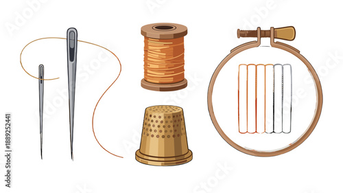 An illustration showing basic sewing supplies.