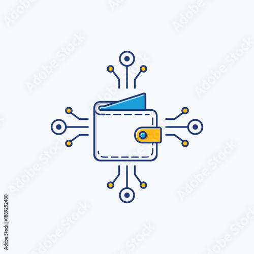 Digital Wallet Electronic Payment Network Icon Online Finance Blockchain Crypto System. Representing fintech, blockchain systems, secure transactions, and digital finance technology.