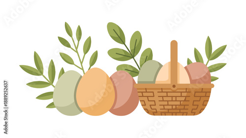 Easter Egg Basket Illustration.