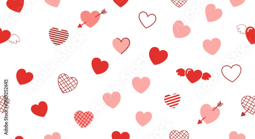 Romantic heart pattern with red and pink hearts creates a loving and cheerful mood for Valentine's Day, anniversaries, weddings, and celebratory decorations with a fun and cute sty.