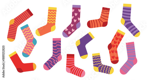 Colorful Cartoon Socks Clipart Set