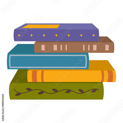Colorful Stack of Books in Various Colors and Designs