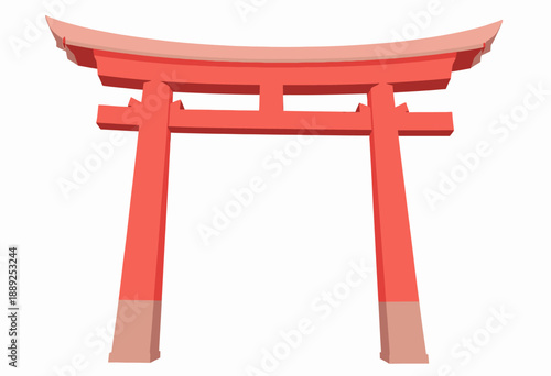 Iconic Vibrant Red Torii Gate Symbolizes Passage from Mundane to Sacred in Traditional Asian Architectural Design