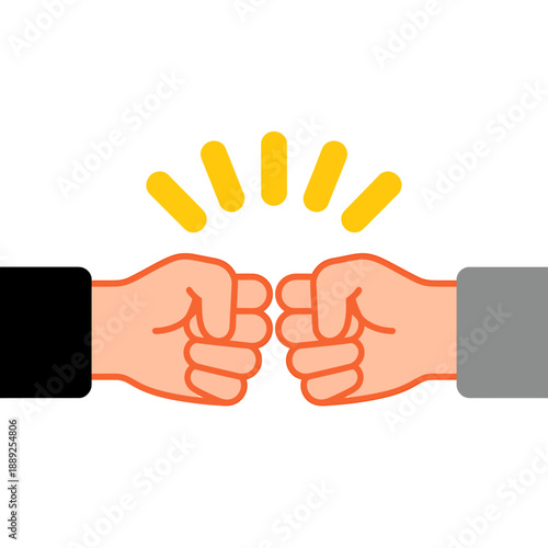 Fist bumping hands symbolizing teamwork and success