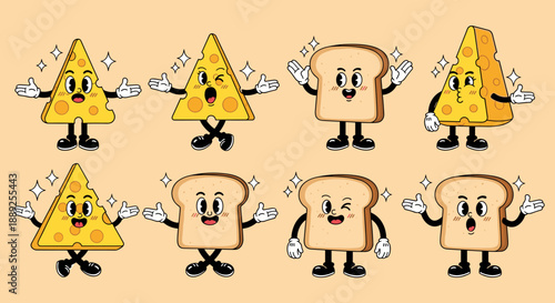 Cartoon Cheese and Bread Characters