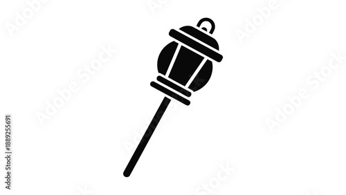 Black silhouette of a lantern on a stick.