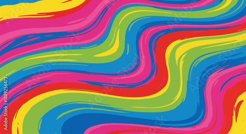 Vibrant swirling rainbow paint strokes abstract background psychedelic marbling effect with bold colors and energetic flow perfect for creative designs and modern art projects
