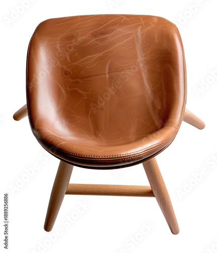 Wallpaper Mural Bar stool is shown from the top on a transparent background. It has a simple design made of wood and leather. This element can fit in many settings for practical use Torontodigital.ca