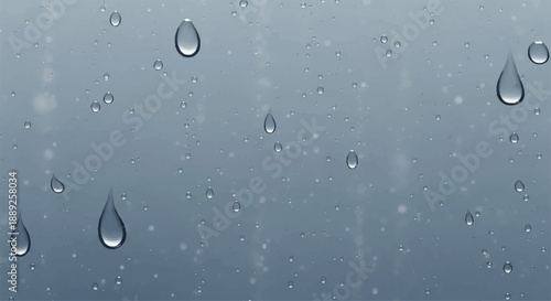Clear Water Droplets on Smooth Gray Surface Vector Background