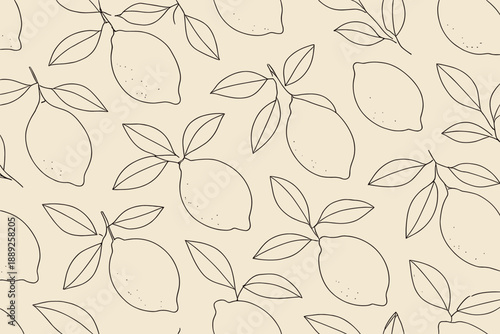 Lemons and leaves pattern on a light background showing fruit nature design suitable for various creative projects