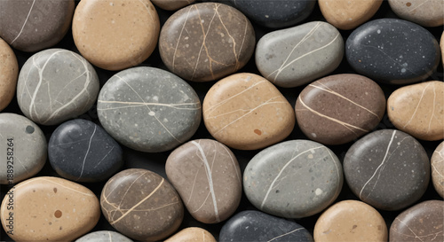 Smooth Polished River Stones and Pebbles Background