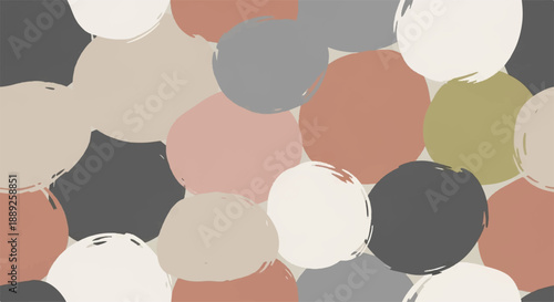 Abstract Hand-Painted Brush Stroke Circles Seamless Pattern in Muted Earth Tones