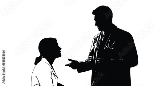 Silhouette of a doctor consulting with a patient about medical diagnosis and treatment options