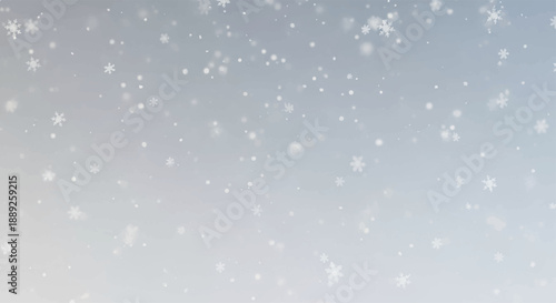 Falling White Snowflakes on Gradient Blue Background Vector