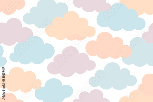 Clouds in different colors fill the background with a soft and light design for a playful look during the daytime in a creative space