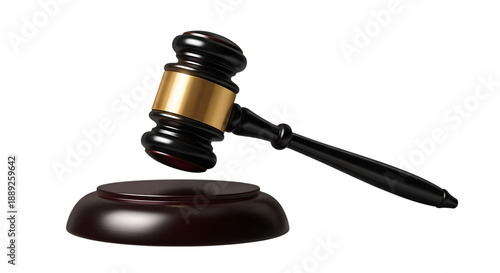 Canvas Print A gavel resting on a sound block in a courtroom setting