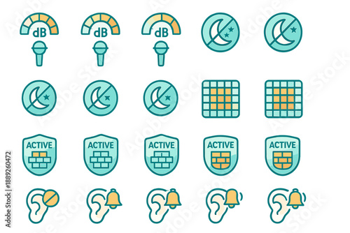 Icons showing sound levels, activity status, and notification alerts in a digital interface