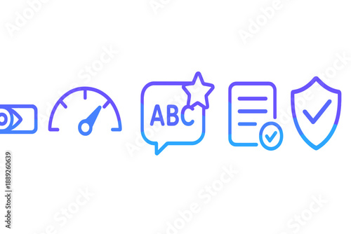 Icons showing different functions for a digital platform used in online learning and assessment