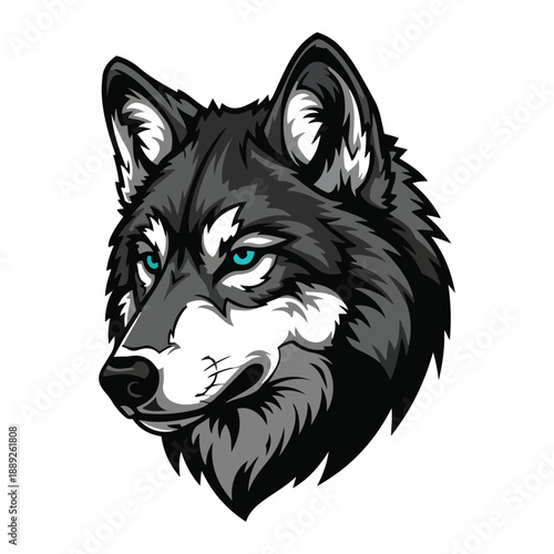 Vector design of a fox's face with a white background