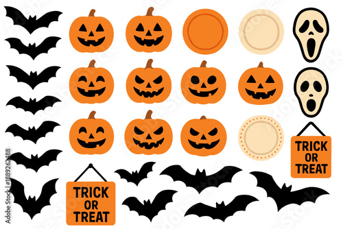 Halloween fun with pumpkins, bats, and spooky decorations in a festive arrangement for celebration