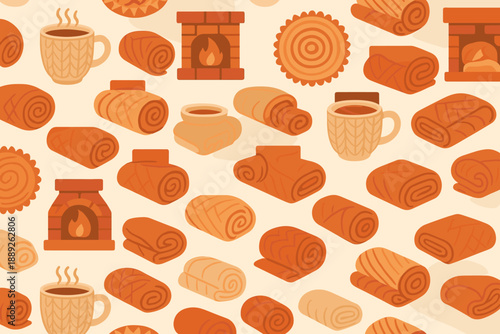 Cozy autumn gathering with warm drinks and blankets in a comfortable setting