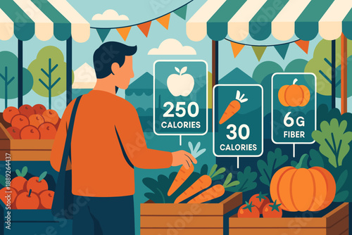 Person picks carrots at a busy market under colorful tents on a sunny day in autumn