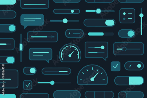 Design elements for user interface and experience in digital applications and software in a modern layout