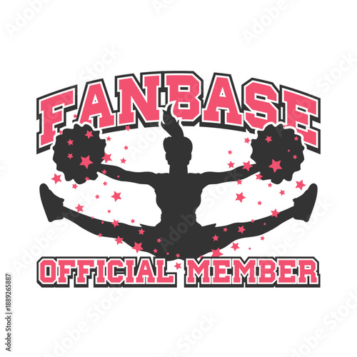 Cheerleader fan base official member, vector design for sports t-shirt.