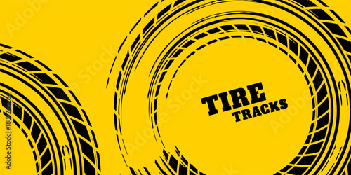 unge tire track, wheel braking marks. Truck, car or motorcycle tread pattern silhouette. Auto race, motorsport, speed racing design element. eps 10