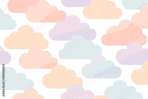 Bright clouds in soft colors fill the background above light shades and create a cheerful feeling in the sky during daylight hours