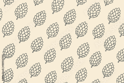 Pattern of hop cones on a light background used for design and decoration in various projects
