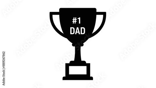 Black trophy with #1 DAD engraved on it.