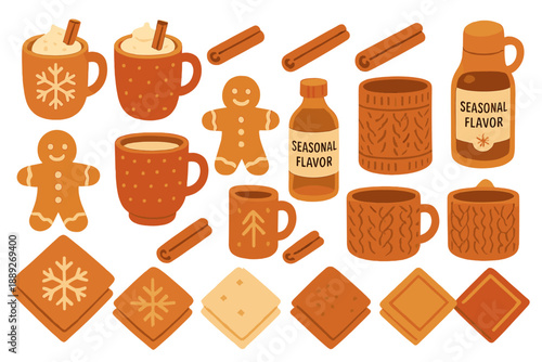 Various treats, drinks, and flavors are arranged together for a seasonal celebration in a warm setting