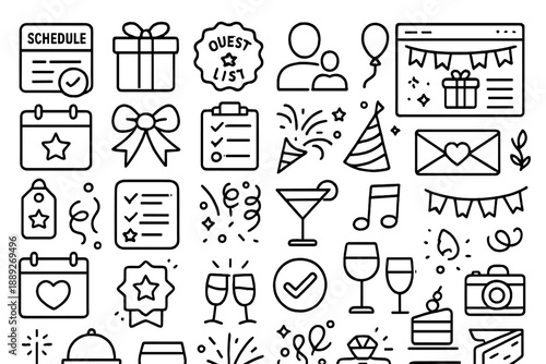 Planning a celebration with lists, decorations, and invitations for friends and family members