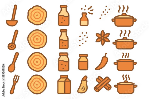 Cooking and preparation tools and ingredients for making food in a kitchen setting during the daytime