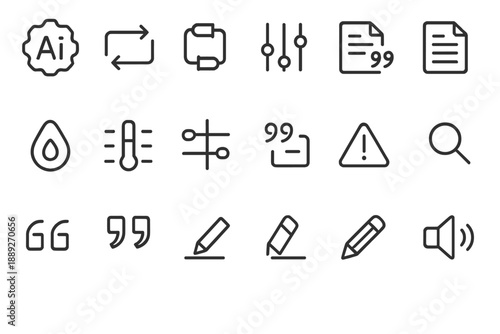 Icons used in design work showing various tools for graphics, editing, and formatting for digital content creation