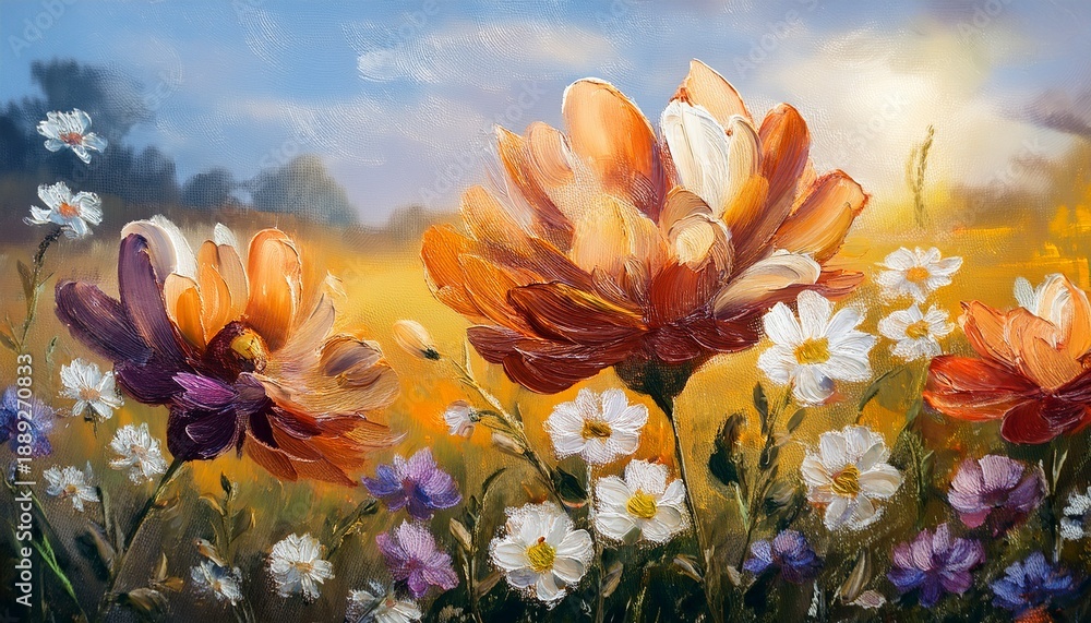 Fototapeta premium Beautiful Oil Painting Flower Illustration