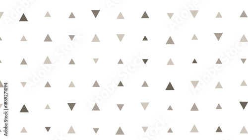 Minimalist geometric seamless pattern of small triangles in various shades of neutral brown and grey on a white background.