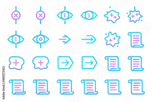 Different types of icons with various symbols and shapes displayed in a grid format