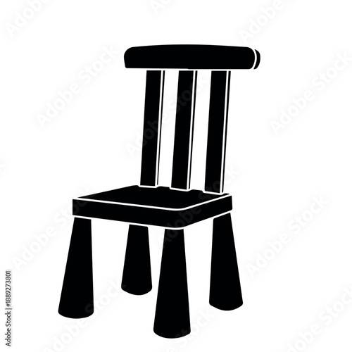 Minimalist Black Wooden Chair with Four Legs