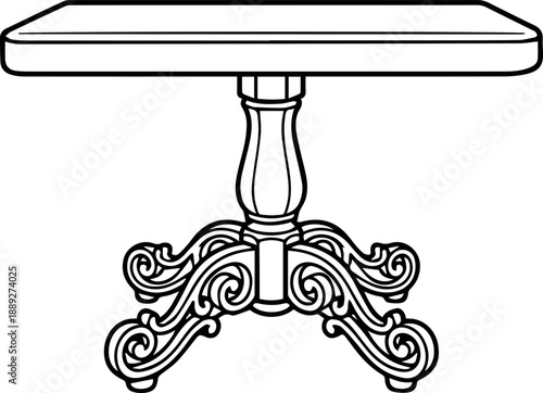 Elegant Ornate Table with Intricate Leg Design on Black Background