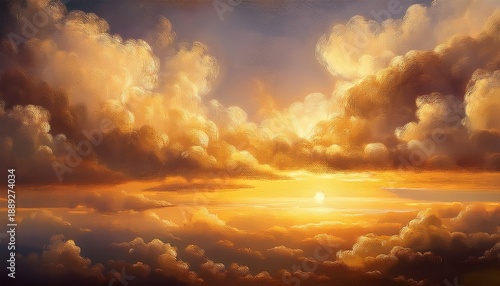Golden Hour Clouds In A Renaissance Inspired Painting Soft Warm Light Bathes The Sky Art Serene