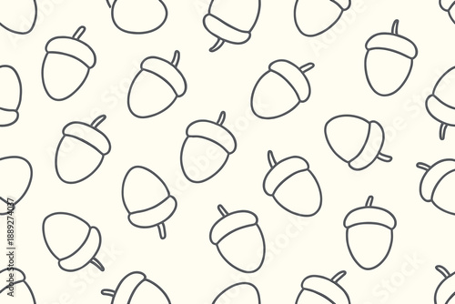 Pattern of acorns on a light background with a simple, repeated design showing each acorn clearly in a neat layout