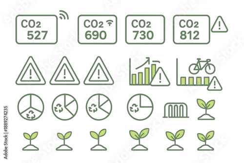Data dashboard shows carbon dioxide levels and environmental metrics with alerts for various ranges during environmental monitoring