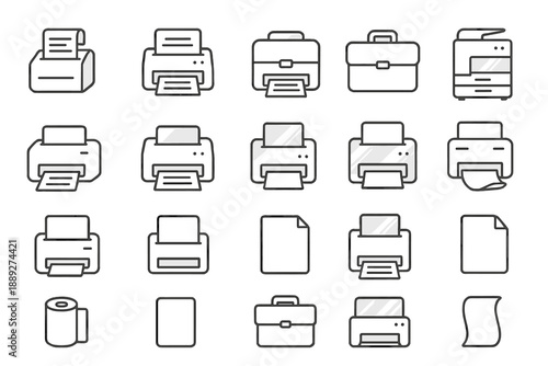 Different types of printers and office equipment shown in a grid layout for easy identification and comparison