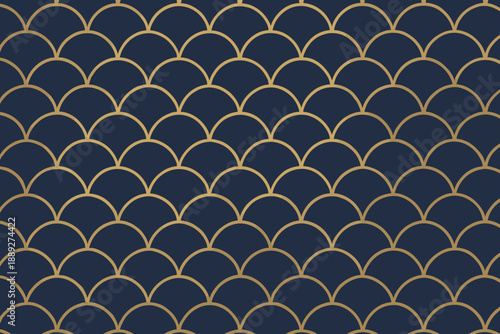 Pattern of golden scales on dark blue background creating a simple yet striking design for various uses
