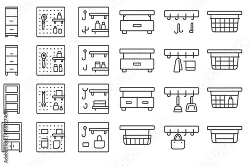 Storage options for organization and space management in home or office environment in various designs and styles